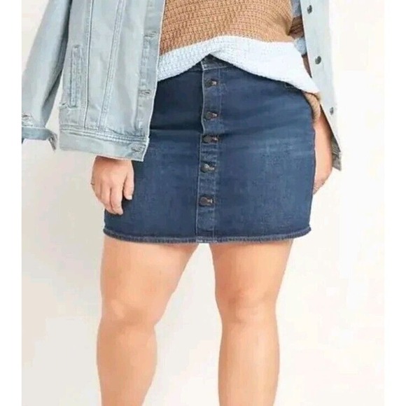 Old Navy ~Woman Size 2~ Blue Denim Jean High-Rise Button Down Mini Skirt. - Picture 1 of 9